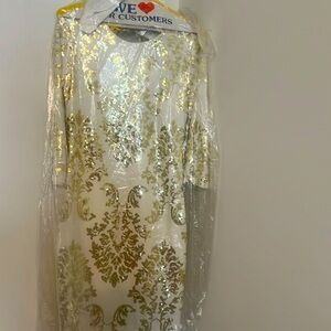 White and gold sequins dress , party dress